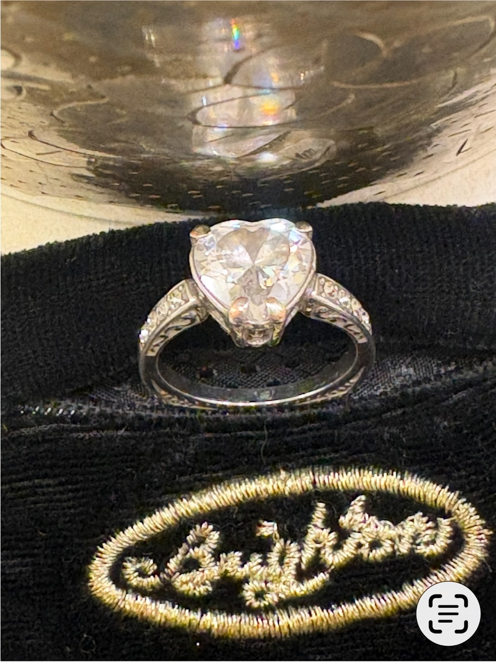 Brighton Vintage Silver tone Heart-Cut CZ Ring - Clear Sz 9